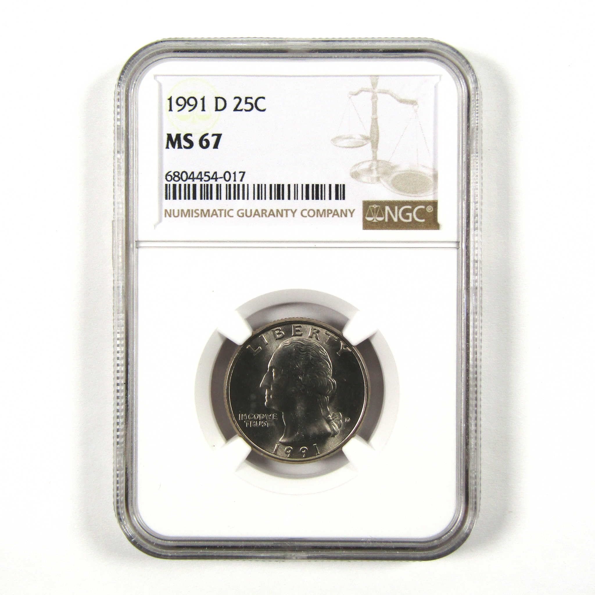 1991 D Washington Quarter MS 67 NGC Clad 25c Uncirculated SKU